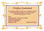 certificat d'authenticité