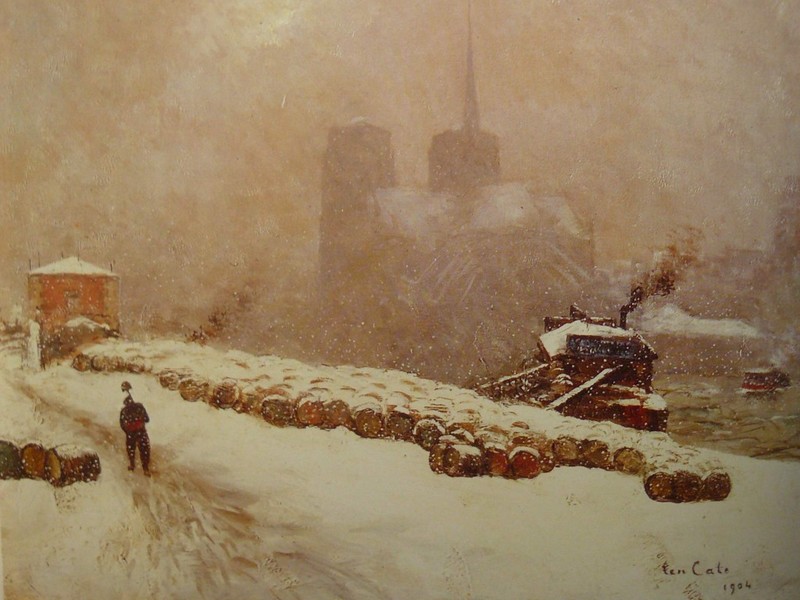 Siebe-Johannes Ten-Cate / Notre-Dame-de-Paris sous la neige / huile 60 x 73 cm