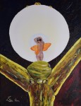 Peinture : Ampoule électrique et boule de gui 2 / acrylique