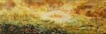 Village dans les nuages / huile