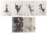 6 encres-aquarelles marouflées